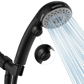 DOILIESE High Pressure 6 Setting Shower Head with Handheld, Shower Heads with ON/OFF Switch and Spa Spray - Matte Black