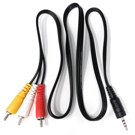 DRUT 1m 3.5mm 4 Pole Jack Plug to 3 x RCA Phono Composite Audio Video AV AUX Lead Cable 3.3ft