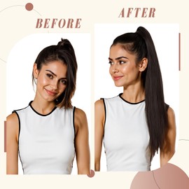 Elailite Real Hair Ponytail Extension, #2 Dark Brown, Hair Braid, Ponytail Hairpiece, Straight, Natural Hair Extension, 35 cm, 80 g