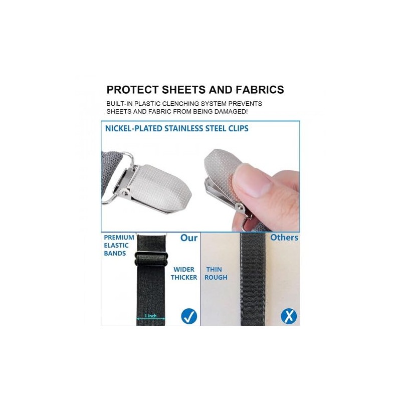 Aomhrek 4 Flat Sheet Clips Bed Sheet Holder Adjustable Bed
