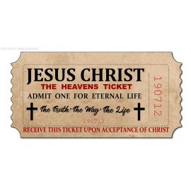 OwnTheAvenue Ticket To Heaven Jesus Christ Faith Heavenly Father Christian Sticker Decal 4"