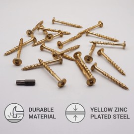 (Pack of 40 pcs) Galvanized Steel 6.0 x 60 mm Yellow Wood Screws, Torx Head, Wafer Head, Timber Screws, Partially Threaded (40, 6.0 x 60 mm)