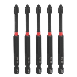 sourcing map 5pcs #2 Phillips Impact Screwdriver Bit PH2 1/4" Hex Shank 3.5" (90mm) Long Magnetic Cross Head Drill Bits S2 Steel Industrial Screw Driver for Impact Power Drivers, Black/Red