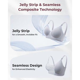 Momcozy CoolFit Nursing Bras for Breastfeeding, Fixed Padding Ultra Stretch Seamless Jelly Strip Maternity Bra, Wireless Gray