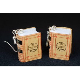 Miniblings Dictionary Earrings Hanging Dictionary Book Books Language Beige Handmade Fashion Jewellery I Earrings Silver Plated, Paper plastic
