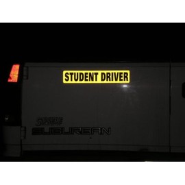 Student Driver Magnet - Reflective Vehicle Car Sign - Large 2" Letters on a 2.75" X 14.5" Magnetic - Yellow Reflective Background