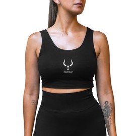 Bullstep - Women's Sports Top, Fitness Crop Tops, Gym Top, Crop Top, Tank Top, Women's Sports Crop Top, Workout Top, black, L