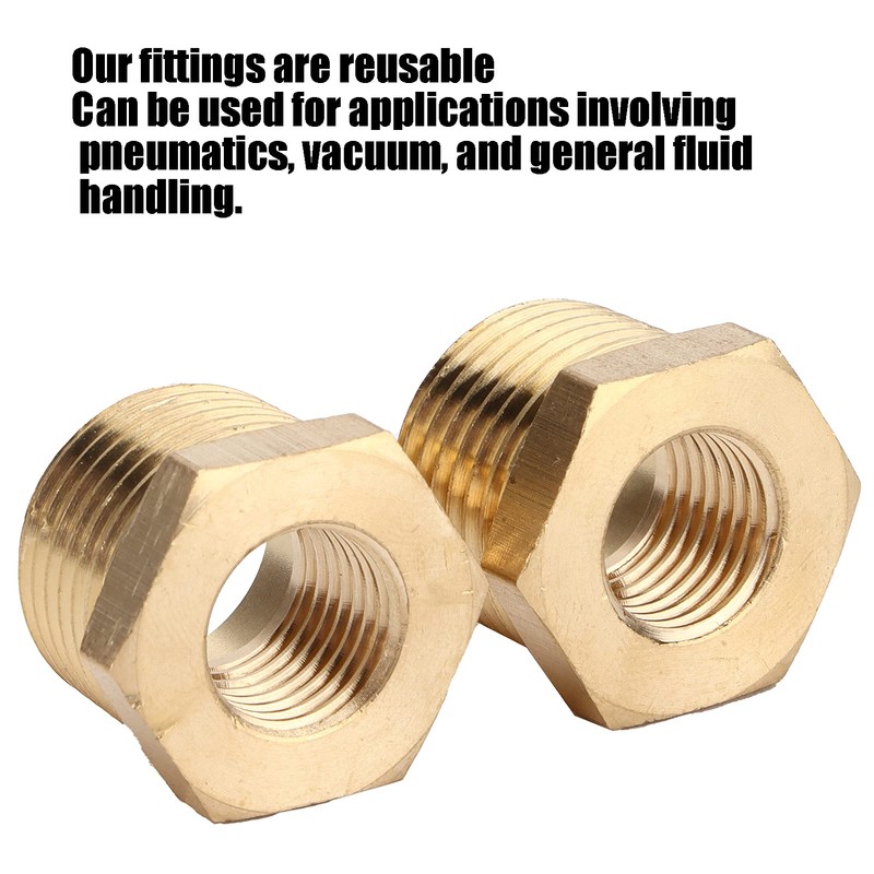 Brass Reducer, Brass Pipe Fitting 2 Pieces 1/2 NPT Male