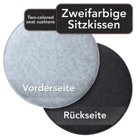 Sidorenko Comfortable Round Felt Seat Cushions, Diameter 34 cm, Set of 4 in 4 Colours, Washable Chair Cushions, Comfortable Seat Cover for Bench / Chair