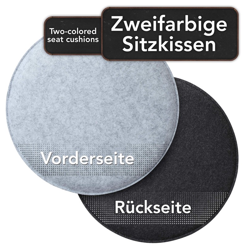 Sidorenko Comfortable Round Felt Seat Cushions, Diameter 34 cm, Set