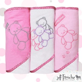 Teddy Bear Hooded Bath Towel Set, 3 Pack, Girl, Frenchie Mini Couture