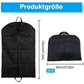Breathable Suit Bag, Pack of 2 Garment Bags, 60 x 120 cm, Breathable Garment Bag, Suit, Breathable Travel Garment Bag for Suit, Coat, Jacket, Shirts (Black)
