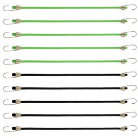 Pack of 10 Elastic Bands with Hooks, Heavy Duty Bungee Cord, 25 cm, Short Elastic Straps for Camping, Tarpaulins, Bicycle Cars, Tents, Cars, Motorcycles