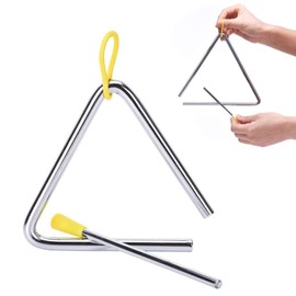 Triangle musical instrument, children's musical instruments, triangle percussion, music triangle instrument, musical triangle instrument with beater, triangle instrument for school children and