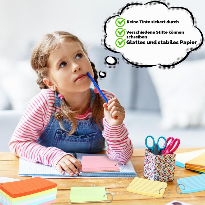 TNEDFOD 300 Sheets Index Cards, 12.3 x 7.3 cm Lined