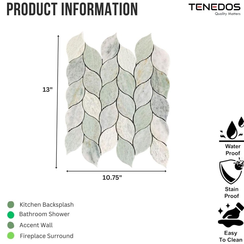 Tenedos Ming Green Greyish Petal Marble Polished Floor Wall Tile