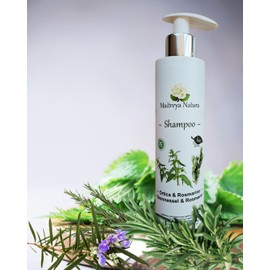 Maitreya NATURA - ORTHISCHE UND BIO ROSMARIN SHAMPOO 200ml - natürlich, tierversuchsfrei, vegan und sulfatfrei. Stimuliert das Wachstum und stärkt das Haar, feuchtigkeitsspendend und Anti-Schuppen.