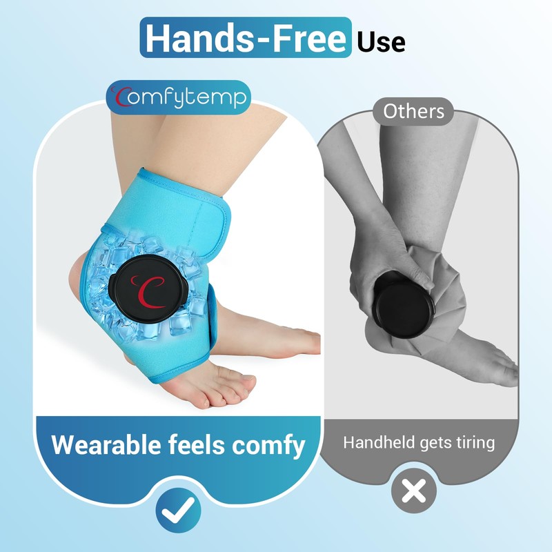 Comfytemp Ankle Ice Pack Wrap, Refillable Wearable Ice Bags for