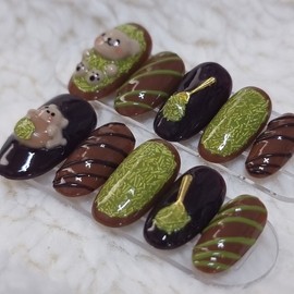 Dujjoni Bear handmade nail tip - Petit Round / 두쫀이 곰돌이 수제네일팁 - 쁘띠라운드