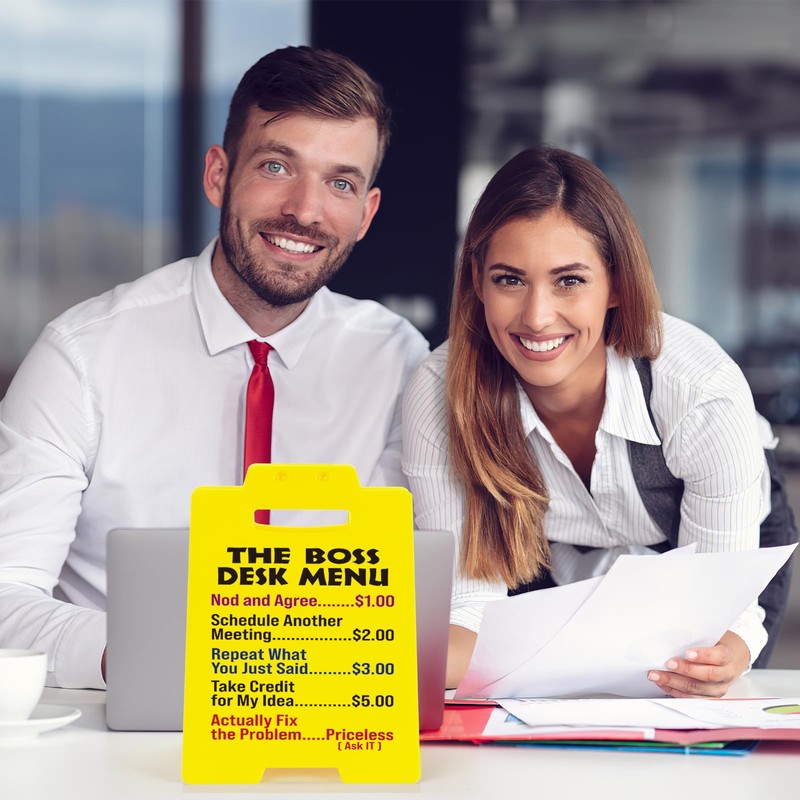 Funny Boss Desk Menu Sign - Fun Gag Gift for