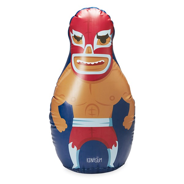 Kidnasium Bop Bag Inflatable Punching Bag for Kids - 40" Free Standing Bounce Back Toy for Play, Kicking, Boxing & Fun for Children (Boys/Girls) - Base Fills with Sand or Water - The Wrestler