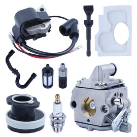 MS180 Carburetor for Stihl MS170 MS180 017 018 Chainsaw, Adefol Spark Plug + Fuel Line Filter + Oil Line + Oil Filter +Air Filter + Ignition Coil Replaces C1Q-S57 C1Q-S57A C1Q-S57B 1130 120 0603