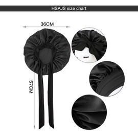 HSAJS Sleeping Cap, Multifunctional Soft Satin Hair Cap, Breathable Hair Care, Sleep Cap, Adjustable for Women, black