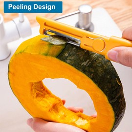 Vegetable Cleaner Brush Yellow Fruit Scrubber Brush Good Grip Long Handle Food Cleaning Brush Multifunctional Kitchen Gadgets with Peeler Veggie Wash Brush 2-in-1