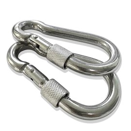 3.15 Inches 4 Inches Stainless Steel Carabiner for Gym Equipment Connection, EFFIET Heavy Duty Spring Snap Hook Clips Buckle for Gym Exercise, Punching Bags, Hiking, Camping (2pcs 3" with Lock)