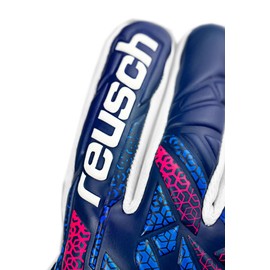 Reusch Attrakt Re:Grip NC Finger Support Goalkeeper Gloves, Blue/Pink/White, Size 10