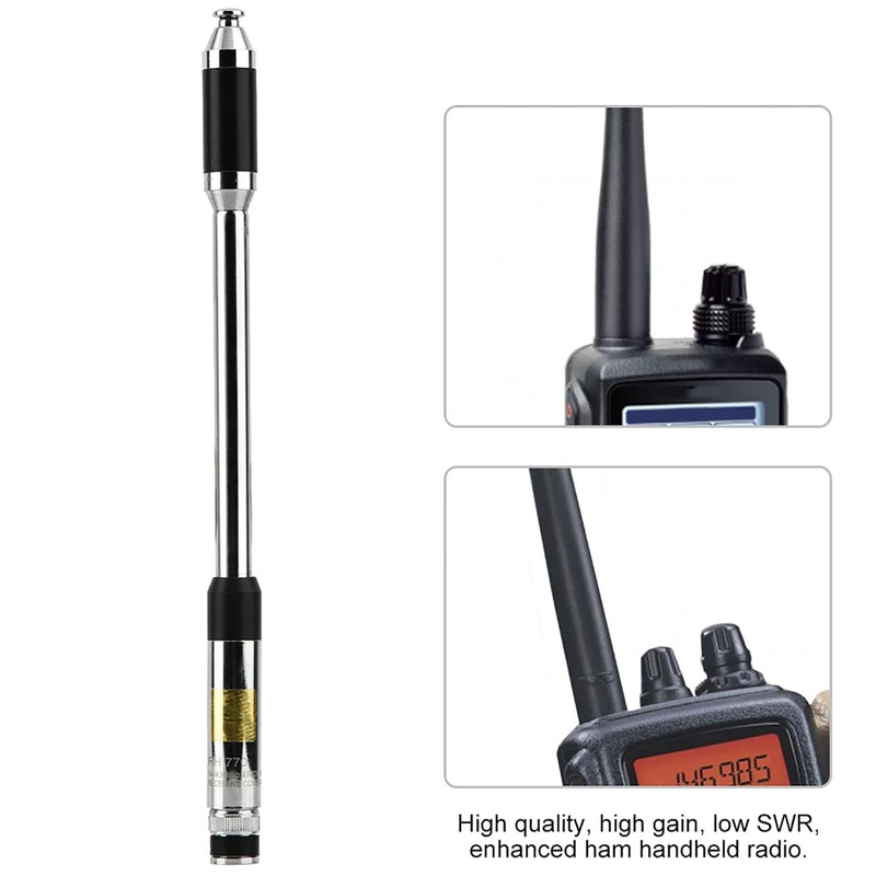 RH770 Dual Band BNC Antenna Extendable Antenna Stainless Steel Radio