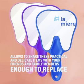 LA MIERE Tooth Shaped Mirror - Handheld Dental Mirror with Handle, Lightweight and Smooth, Pink