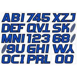 Hardline Products Series 700 Factory Matched 3-Inch Boat & PWC Registration Number Kit, Blue/Black