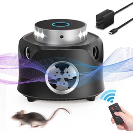 Ultrasonic Rodent Repellent, 360°Mouse Repellent with Remote Control, Pest Repellent Ultrasonic Plug in with Ultrasound & Strobe Light, Mice Repellent Indoor for Rodent/Mouse/Squirrel/Roach