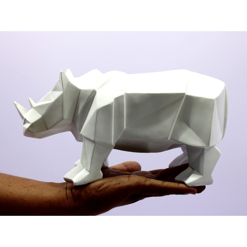 eSplanade RHINO White Resin Showpiece Figurine Home Decor 10" Length