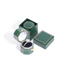 Mini ring box for proposals, engagements, weddings - fits easily in your pocket or handbag - Green