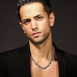 GAVU Snowflake Obsidian Crystal Raven Necklace for Men