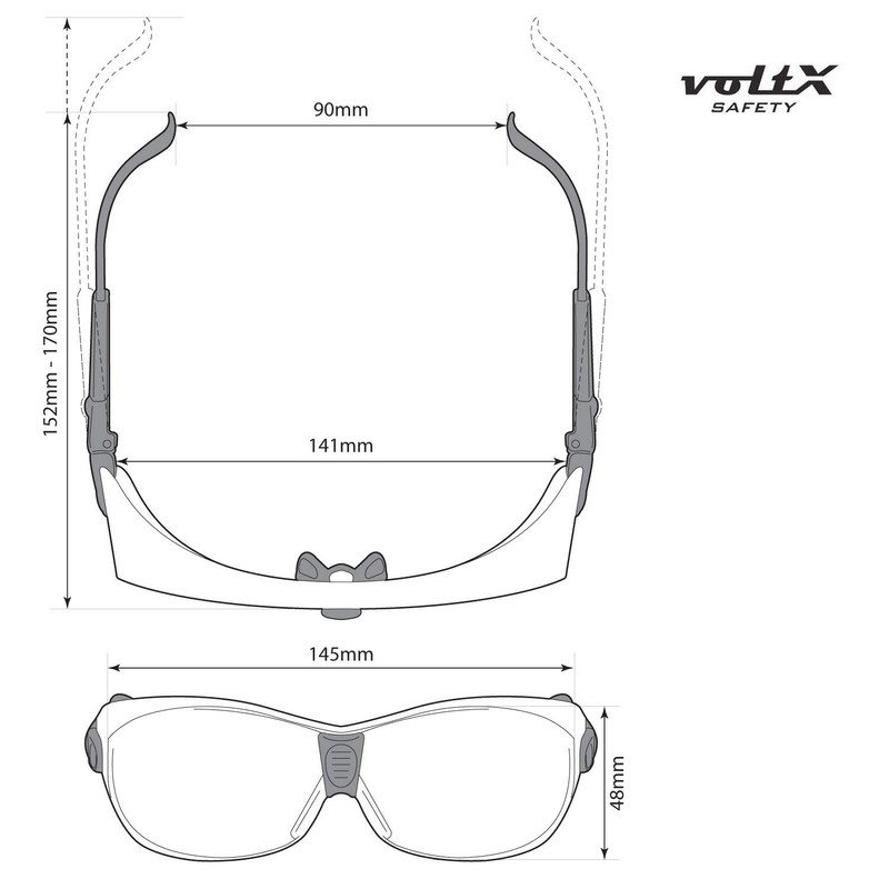 voltX 'RETRO SAFETY OVERGLASSES' with Case – Suitable as FITOVERS
