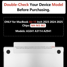 TWOLSKOO Compatible with M4 MacBook Air 15 inch Case 2025-2023 Release M4 A3241 M3 A3114 M2 A2941, Plastic Hard Shell&Screen Protector&Keyboard Cover&Trackpad Film&Type C Adapter, Crystal Purple