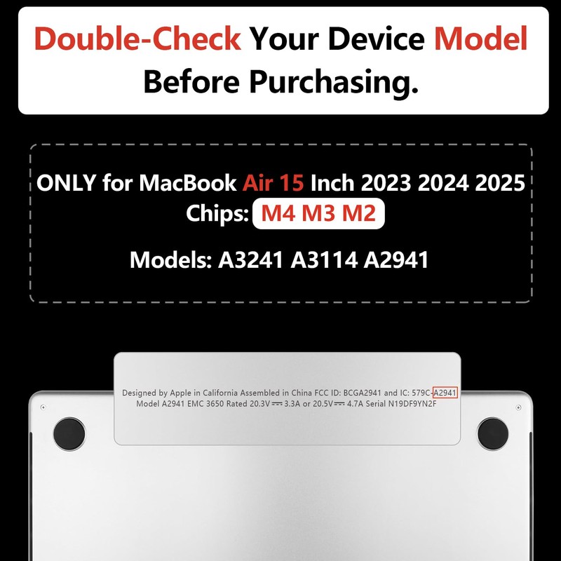 TWOLSKOO Compatible with M4 MacBook Air 15 inch Case 2025-2023