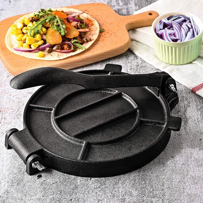 Cast Iron Tortilla Press, Heavy Duty Tortilla Pataconera, 10" Flour