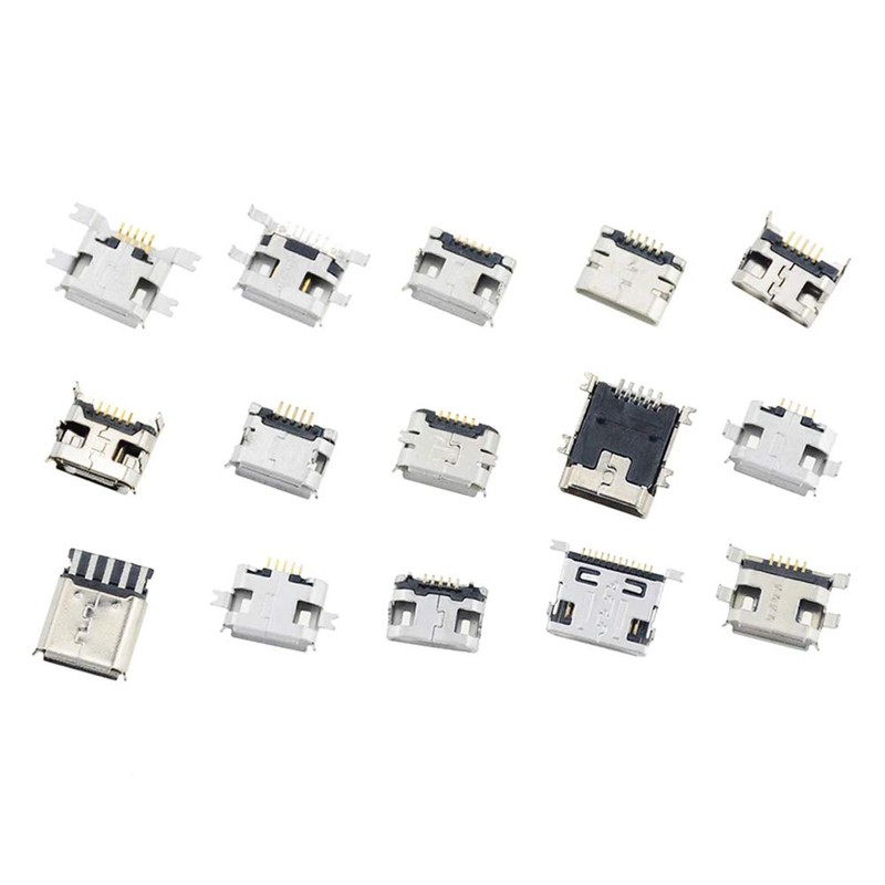 Teansic 150 Pcs 15 Models Micro USB Connector Socket Jack
