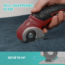 VLOXO Cordless Electric Scissors, Electric Box Cutter 4V Power Rotary Scissors Rechargeable Cardboard Cutter with Safety Lock Multi-Cutting Tools for Leather Carpet Canvas (Red)