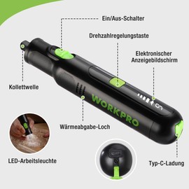 WORKPRO 7.2V Wireless Rotary Tool Set, Multi-Tool with 117 Accessories, with 6 Adjustable Speeds, Storage Bag, Ideal for Cutting, Grinding