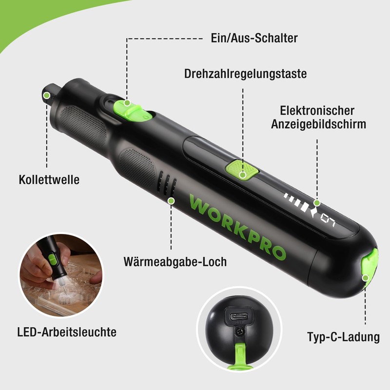 WORKPRO 7.2V Wireless Rotary Tool Set, Multi-Tool with 117 Accessories,