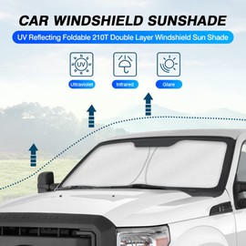 KUST Windshield Sun Shade for 2008-2016 Ford F-250 F-350 Super Duty 2Dr Regular Cab,4Dr Super Crew Cab,Super Cab Window Sunshade Sun Visor Protector Foldable Blocks UV Rays Keep Your Car Cooler