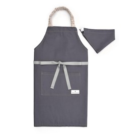 COLORFUL CANDY STYLE N1256530 Children's Apron, 51.2 - 63.0 inches (130 - 160 cm), Dull Plain, Dull Ash Blue, Triangle Band, Set, Elementary School, Easy to Put On and Take Off, Boys