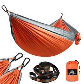 Naturefun Ultralight Travel Camping Hammock, 300 kg Load Capacity (275 x 140 cm), Breathable, Quick-Drying Parachute Nylon, 2 x Premium Carabiners, 2 x Loops, Indoor Outdoor Garden