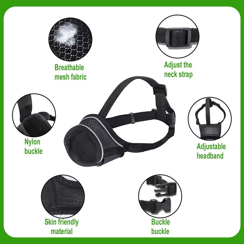 Breathable Mesh Dog Muzzle Soft Mesh Adjustable Puppy Muzzle Reflective