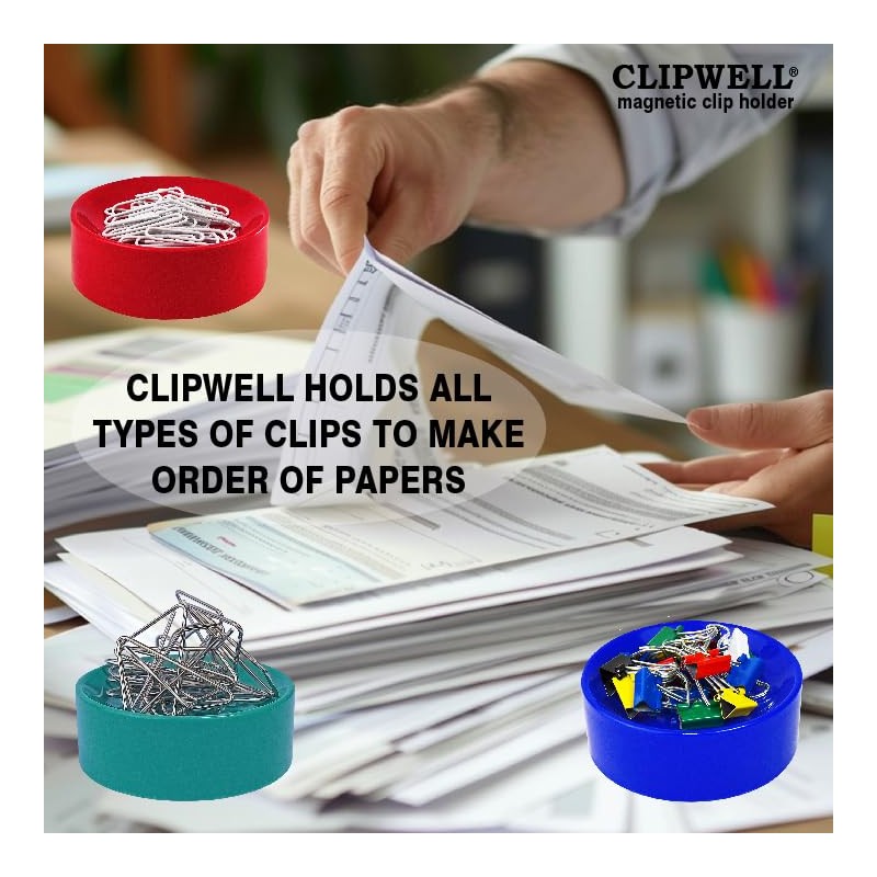 Clipwell Magnetic Paper Clip Holder - Easy Toss & Pick-Up